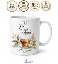 İsimli Çay Kupası Özel Baskılı Kupa Bardak Kişiye Özel Hediye