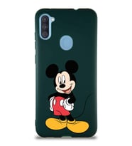 Samsung Galaxy M11 Soft Premier Kapak Mickey Mouse-E Tasarımlı Silikon Kılıf - Yeşil (Şeffaf)