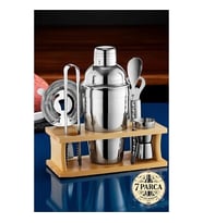 Shaker Kokteyl Set - 7 Parça 550 Ml Shaker Coctail Set Bambu Standlı 721826