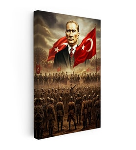 Kanvas Tablo Atatürk Kurtuluş Savaşı Ordu Bayrak Atatürk Tablosu Ev Ofis Duvar Dekoru