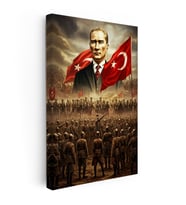Kanvas Tablo Atatürk Kurtuluş Savaşı Ordu Bayrak Atatürk Tablosu Ev Ofis Duvar Dekoru