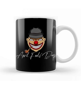 April Fools' Days Clown and Text Kupa Bardak Porselen