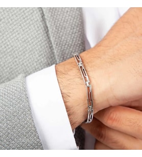 pilelistore 925 Ayar Gümüş Oksitli Erkek Bileklik