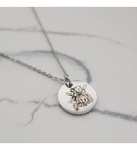 Kişiye Özel Winnie The Pooh Figürlü Disk Kolye 925K Gümüş