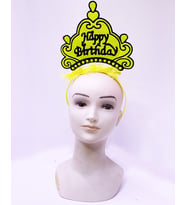 Happy Birthday Neon Sarı Renk Doğum Günü Tacı 24x15 cm (5343)