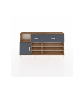Arges Konsol 6 Raflı 2 Çekmeceli Tek Kapaklı  176x30x99 Çam-Antrasit
