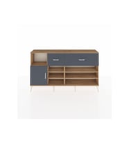 Arges Konsol 6 Raflı 2 Çekmeceli Tek Kapaklı  176x30x99 Çam-Antrasit