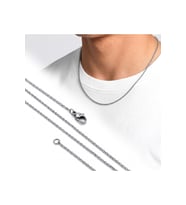 İnce Rulo Halka Tekli Erkek Çelik Kolye 1mm 55cm Beyaz 4227ECK050