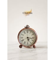 Serene Bell Vintage Metal Çalar Saat & Premium Masaüstü Dekoratif Obje (16x14 cm)
