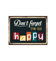 Don't Forget to Be Happy Retro Ahşap Poster Tablo  Renkli Motivasyon Dekoru