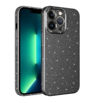 Apple iPhone 13 Pro Max Kılıf Kamera Korumalı Simli Lüks Işıltılı Silikon (Gri)