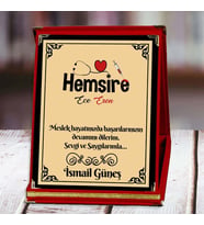 Hemşire Baskılı Plaket (7. Tasarım)  Kişiye Özel (Kırmızı)