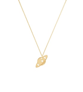 Kişiye Özel 925 Ayar Gümüş Satürn Kolye (Gold)
