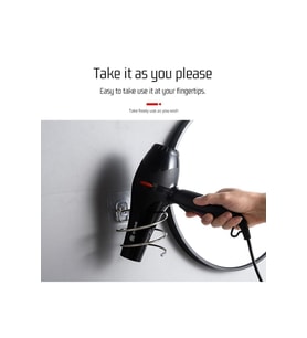 Krom Güçlü Yapışkanlı Fön Makinesi Askısı, Saç Kurutma Makinesi Tutacağı