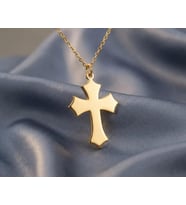 Kişiye Özel 925 Ayar Gümüş Tasarım Haç Model Kolye (Gold)