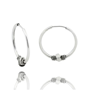925 Ayar Gümüş, 17,5 mm Halka Küpe , DGN20334 (Beyaz - Gümüş)