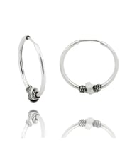 925 Ayar Gümüş, 17,5 mm Halka Küpe , DGN20334 (Beyaz - Gümüş)