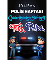 10 Nisan Polis Haftası Güvenliğimizin Teminatı Türk Polisi Fotoğraf Panosu Branda 100x150