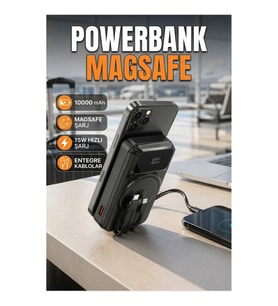 10000 mAh Kablosuz Hızlı Şarj Powerbank 15W PD20W HSC22.5W LED Ekranlı Taşınabilir Siyah