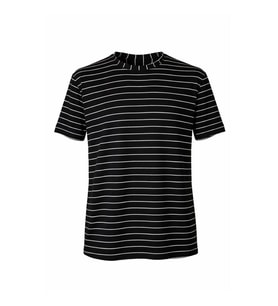 Trender 26YSS9000021 Siyah Erkek T-Shirt Ottoban Çizgili