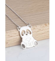 Kişiye Özel 925 Ayar Gümüş Panda Harf Kolye