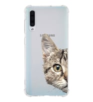 Samsung Galaxy A50s Uyumlu Köşe Korumalı Antişok Kapak Catface Tasarımlı Şeffaf Silikon Kılıf