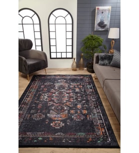 Dijital Kaymaz Yıkanabilir Antrasit Modern Salon Halısı Mutfak Halısı Koridor Halısı Yolluk HLN1895