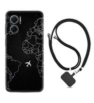 Xiaomi Redmi Note 11E Kılıf Resimli Boyun Askılı İpli Desenli Silikon Series Black Plane 1868