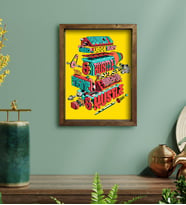BK Gift Modern Soyut Tasarımlı Doğal Masif Ahşap Çerçeveli Tablo 30x40cm-1