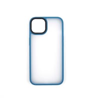 iPhone 13 Kılıf Kenarları Renkli Arkası Mat Kılıf (Mavi)