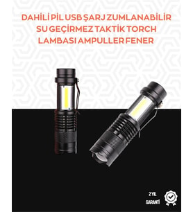 Taşınabilir Şarjlı LED Fener - 4 Modlu 2000LM Ayarlanabilir Odak