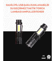 Taşınabilir Şarjlı LED Fener - 4 Modlu 2000LM Ayarlanabilir Odak