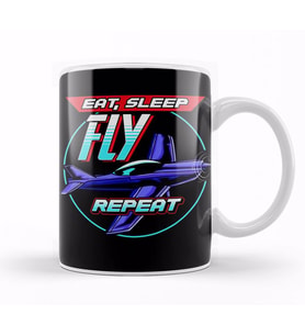 Eat Sleep Fly Repeat Airplane Pilot Aviation Pun Kupa Bardak Porselen