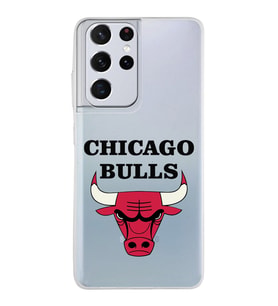 Samsung Galaxy S21 Ultra Kapak Chicago Bulls Tasarımlı Şeffaf Silikon Kılıf