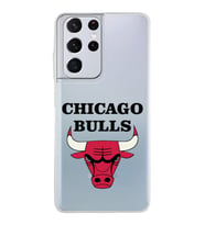 Samsung Galaxy S21 Ultra Kapak Chicago Bulls Tasarımlı Şeffaf Silikon Kılıf