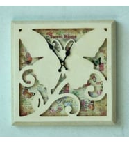 MUTFAK › AHŞAP SAATLER › Saatler-MB KARE SWEET HOME TEMALI DUVAR SAATİ-30*30*5,5 CM