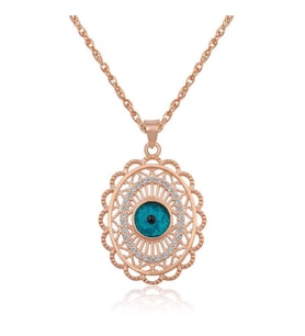 ?Gümüş Rose Oval Nazar Bayan Kolye