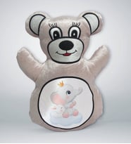 BK Gift Sevimli Fil ve Tavşan Tasarımlı Krem Ayıcık Yastık-3
