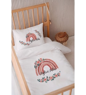 %100 Pamuk Saten Isme Özel 100x150 Bebek Yatak Nevresim Seti