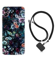 Samsung Galaxy A04E Kılıf Resimli Boyun Askılı İpli Desenli Silikon Great Flowers 1304