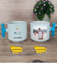 Pilot Kupa Bardak Fotoğraflı T Mavi Kulplu Pilota  Hediye