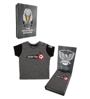 Beşiktaş Orijinal Antrasit Bebek T-Shirt Kişiye Özel Hediyelik Ahşap Kutulu (Gri)