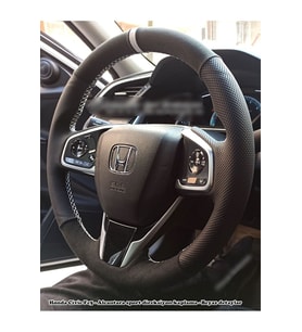Honda Civic Fc5 Araca Özel Direksiyon Kılıfı (Nokta Tüylü Alcantra Beyaz Yüzük)