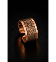 Erkek Kadın Bakır Yüzük Lotus Yaşam Çiçeği Model Desenli Bakır Yüzük