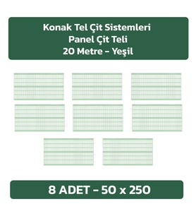 KONAK TEL ÇİT SİSTEMLERİ 8 ADET PANEL ÇİT TELİ SADE 50X250 CM (Yeşil)