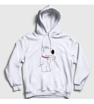 Presmono Unisex Beyaz Brian Griffin Family Guy Kapüşonlu Sweatshirt 300171tt