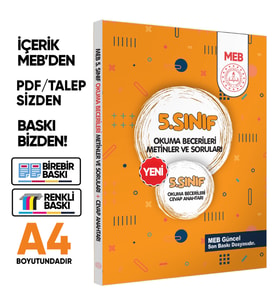 5.Sınıf Maarif SİSTEM MEB Yardımcı Kaynakları Okuma Becerileri Kitabı BASKI ÜCRETİ