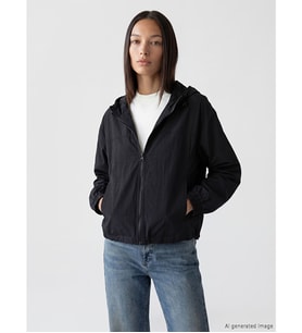 LCW EVERYDAY Siyah Kapüşonlu Oversize Kadın Yağmurluk