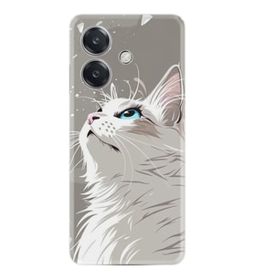 Oppo A3 Kılıf Boutique Baskılı Resimli Beyaz Kedi Pcode -061