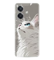 Oppo A3 Kılıf Boutique Baskılı Resimli Beyaz Kedi Pcode -061